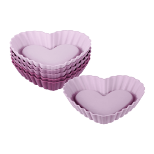 6 Mini Moldes para tartaletas de corazón Silicona 100% Platino de Lurch